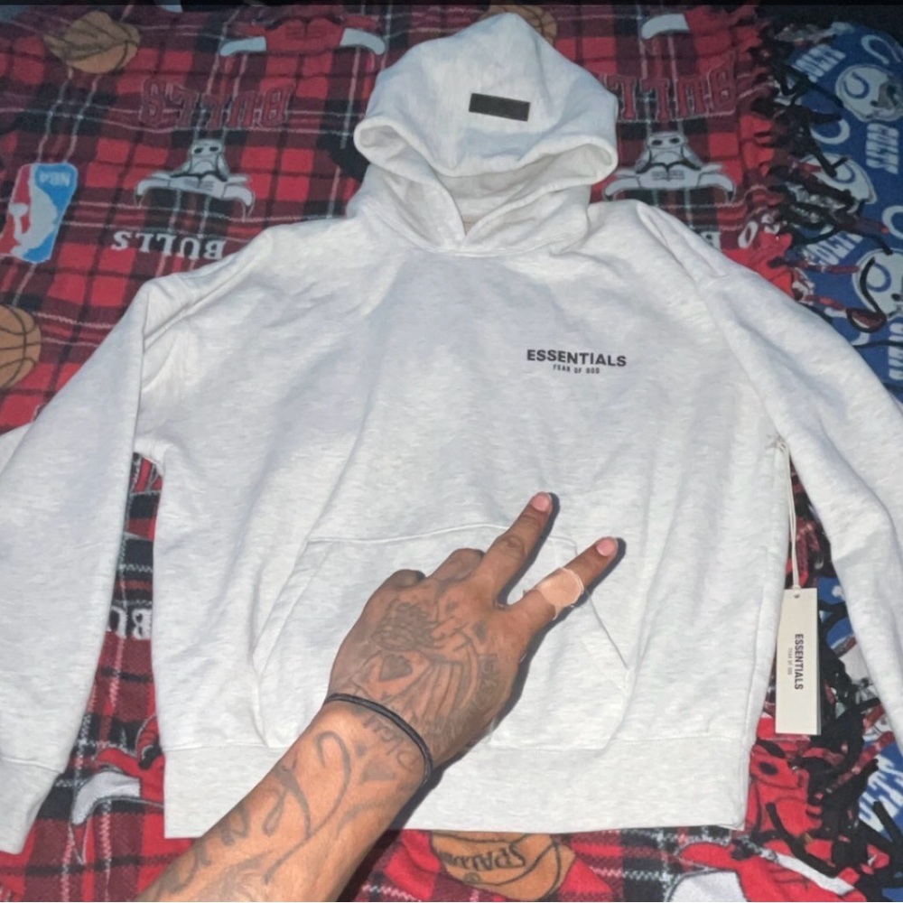 Essentials Men's Light Gray Hoodie Sweater